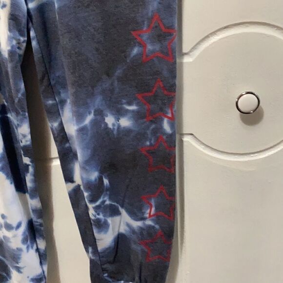 NWOT Rae Dunn Tie Dye Sweatpants navy/white L - Picture 4 of 9